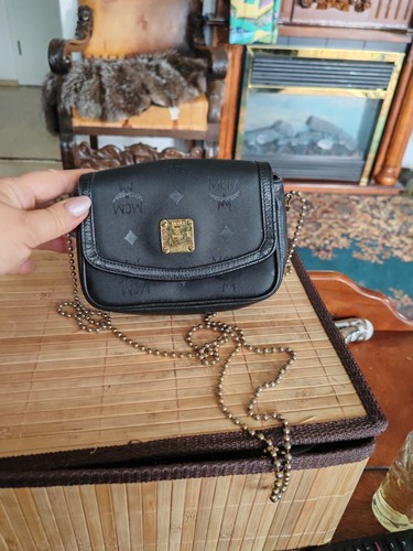 MCM Michael Cromer Vintage Handtasche Schwarz Gold Kette gr.S - Bild 4 von 11