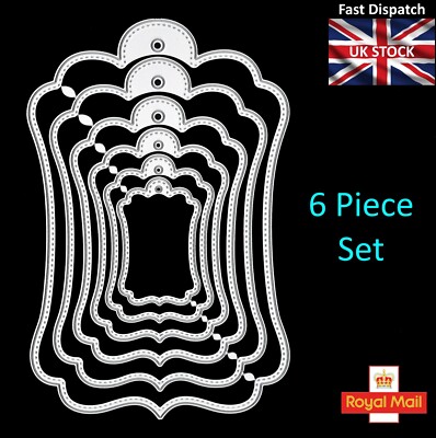 Set aus 6 eleganten Stichschildern Metall Stanzformen Scrapbooking Kartenherstellung B2