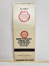 Vintage Matchbook Cover MUNRO SHELL SERVICE STATION GASOLINE OIL GAS Biloxi MS