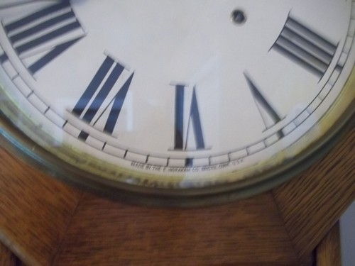 Antique Ingraham Octagon Short Drop School House Oak Wall Clock 8 Day - Picture 4 of 17