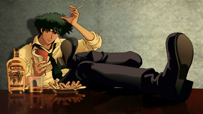 Anime cowboy bebop spike spiegel cigarettes boys sitting Playmat Gaming Mat  Desk