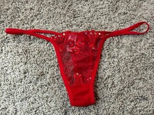 Shirley of Hollywood VINTAGE 80s-90s Red String Sparkle Thong Panties ONE SIZE