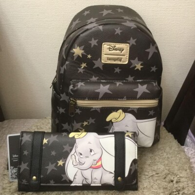Disney Loungefly Dumbo Backpack Wallet 2-piece set JAPAN NEW