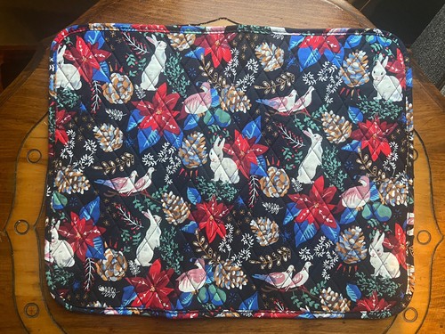 Vera Bradley 6 Placemats Winter Forest Rabbits Pinecones Poinsettias Holiday