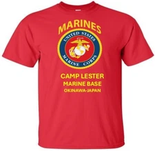 CAMP LESTER MARINE BASE* JAPAN *SHIRT W/EMBLEM*USMC OFFICIALLY LICENSED