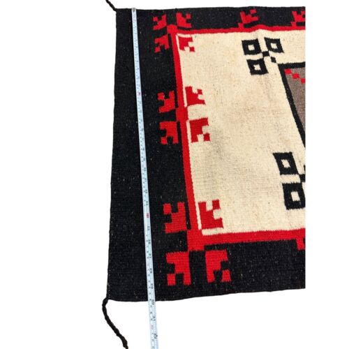 Vintage Southwestern Mexican Wool Rug Rare 62" x 30" Reversible Hand-loomed - Picture 5 of 9