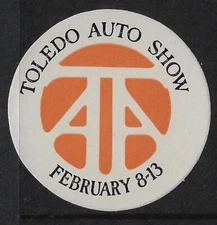 Vintage Toledo Auto Show die cut label. Ca, 1930’s . Die cut circle. OG.  (a2701