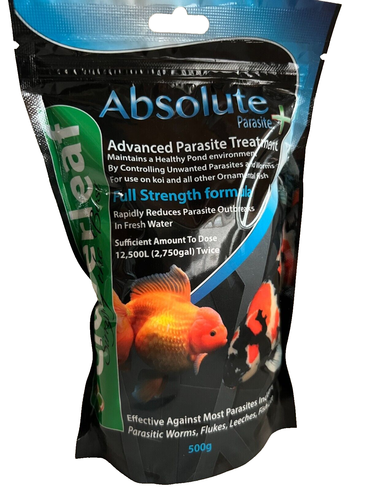 Cloverleaf Absolute Parasite+  500g Worm Fluke Koi Pond Treatment Full Strength
