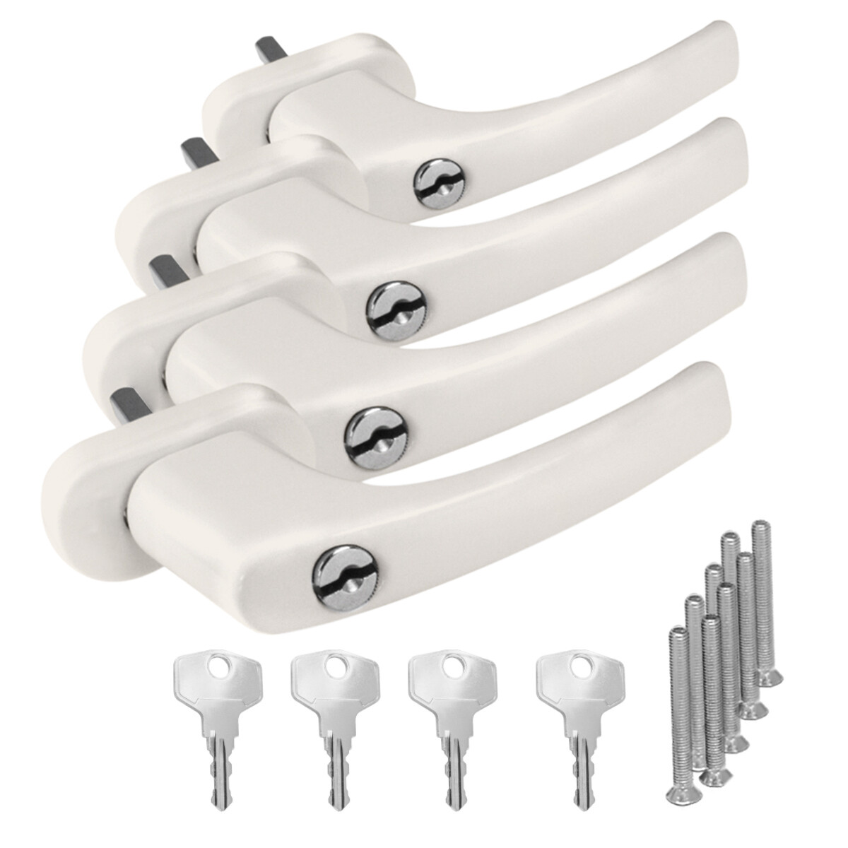 4 x Alu Fenstergriff in Creme RAL 9001 abschließbar - Stiftlänge 45mm