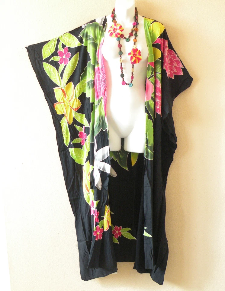 CG52 Cárdigan Floral Plumero Caftán Gabardina Maxi Chaqueta Cubrir - hasta 5X