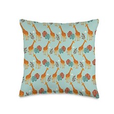 Giraffes Pattern Animals Safari Africa Nature Cute Throw Pillow 16x16 Multicolor