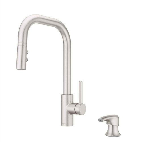 Zanna Pull Down Sprayer Kitchen Faucet with Deckplate and Soap Dispenser in Spot