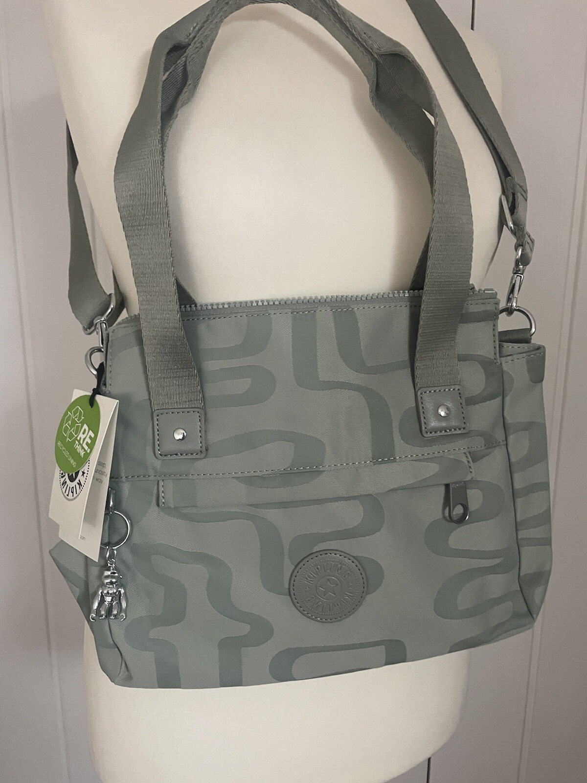 Kipling Yasha Shoulder Bag Sage Green Doodle Print BNWT eBay
