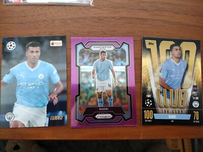 3x Rodri Man City Prizm Purple Pulsar, 100 Club & Merlin Heritage (#326)