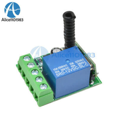 433MHZ DC12V 10A 1CH Wireless Relay RF Remote Control Switch Receiver
