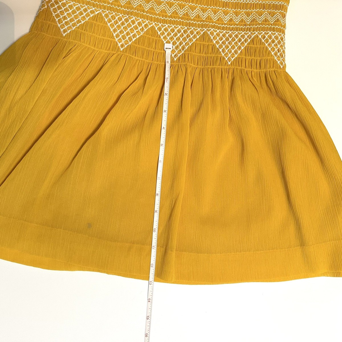 Madewell Women Smocked Mini Dress Size 6 Style G2855 Golden Ochre Yellow |  eBay