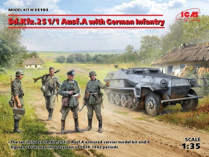 Icm 35103 - 1:35 Sd.kfz.251/1 Ausf.a with German Infantry - New