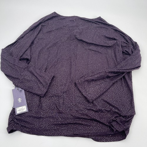 Jennifer Lopez Womens Top Large Petite Purple Metallic Silver Casual Sparkle New - 第 4/9 張圖片