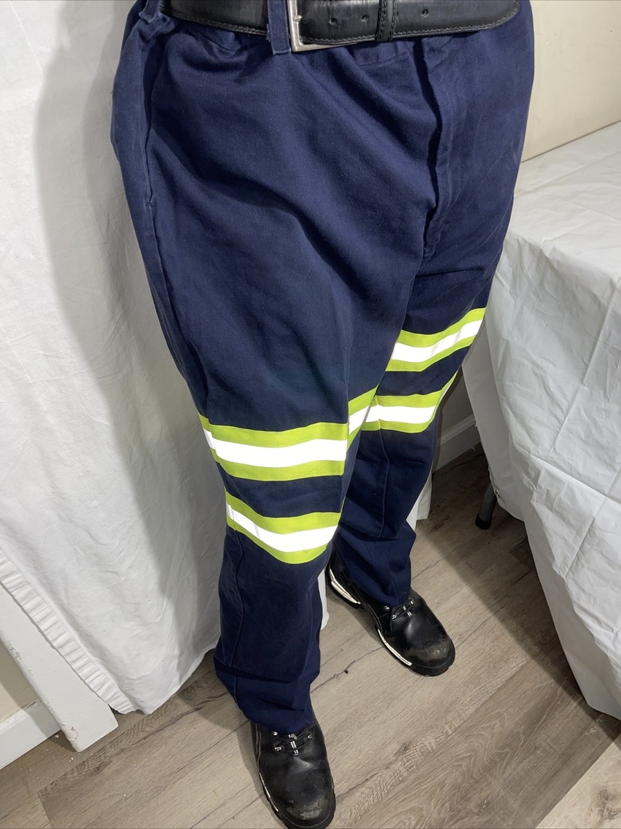 【U LAN】(UNISEX) Foil Track Wide Banding Pants Cintas 59945-20 Comfort Flex 36X32 Navy blue Hi-Visibility