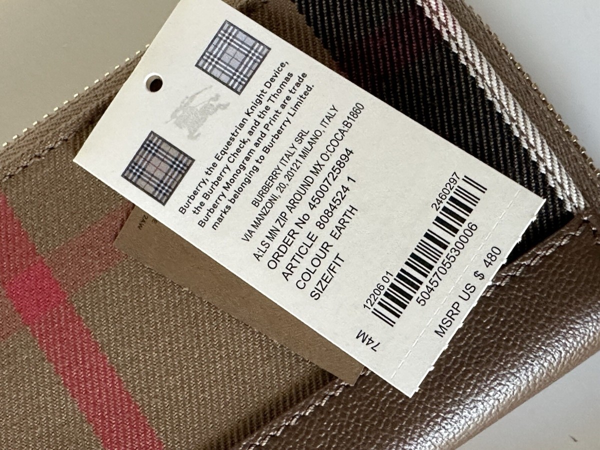 Burberry 8087482 関税送料込 Burberry MN Zip Around Check Earth/Brown Wallet 80845241 NWT