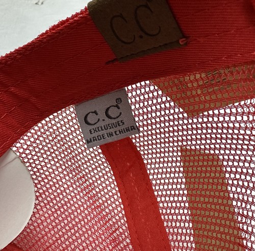 CC Ponycap Messy High Bun Pferdeschwanz wasserabweisend Mesh rot sportlich CC Cap - Bild 6 von 8