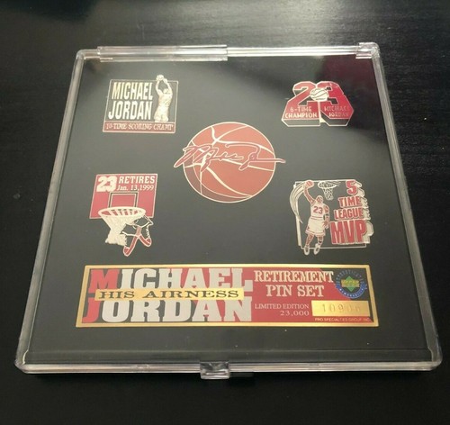 Michael Jordan MJ His Airness Retirement Chicago Bulls 5 Pin Set LE Upper Deck - Picture 6 of 6
