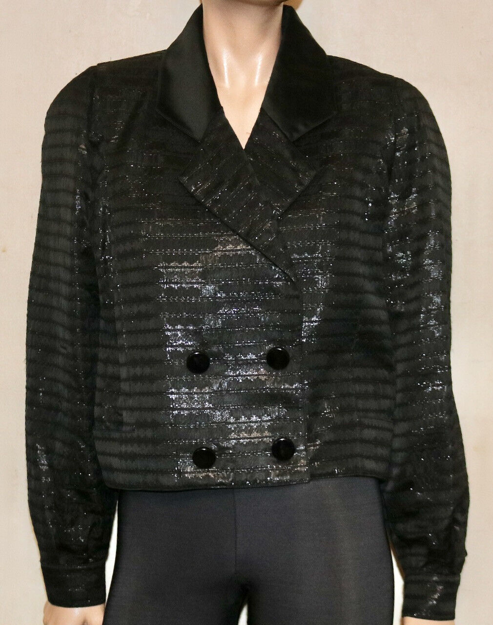 Courrèges vintage black textured mod short jacket… - image 1