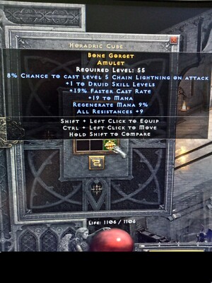 DRUID AMULET: 19% +19 MANA +9 ALL RESIS! D2 resurrected (PC,PS4/5)