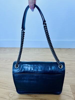 ショルダーバッグ Saint Laurent Dark Blue Nylon Niki Crossbody Bag Saint Laurent Niki Medium Shoulder Bag Stamped Croc Dark