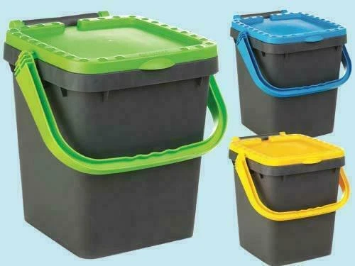 Cube - Pattumiera con coperchio basculante da 15 litri in plastica blu