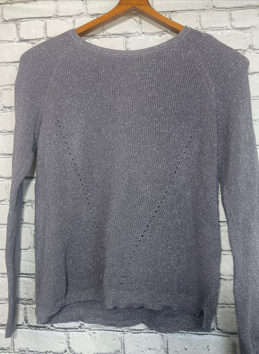 Suéter Púrpura Grande Atención para Mujer Manga Larga Pullover Cuello Redondo Brillante - Imagen 1 de 6