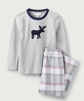The Little White Company Jungen Elchmotiv Pyjama Set Alter 2-3 Jahre - Brandneu