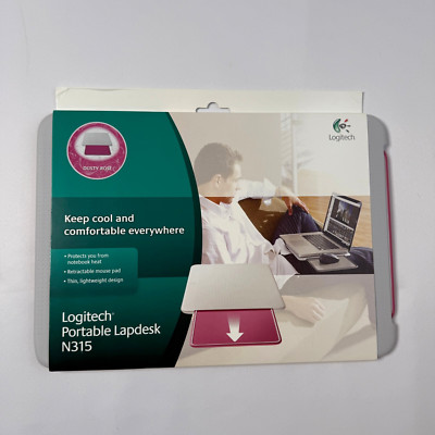 Logitech N315 Portable LapDesk w/ Pink Retractable Mouse Pad Tray