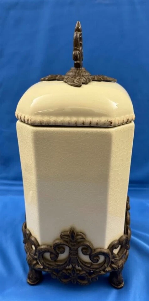 Проверенный G G коллекции коричневый бежевый керамический 4 канистры основание металлический акант - Изображение 3 из 4