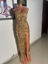 gold prom corset dress