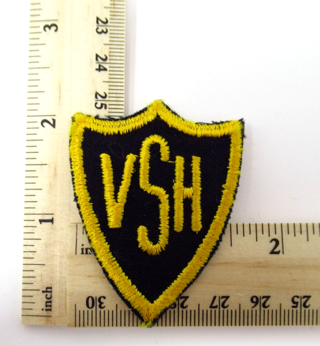 VSH - Monogram - Initials - Embroidered Shield - Yellow & Black - Vintage Patch - Picture 4 of 5