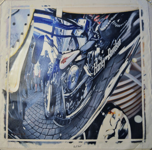 GERALD M.P. PASION Y ELEGANCIA ORIGINAL ACRYLIC PAINTING HARLEY DAVIDSON SIGNED - Picture 2 of 12