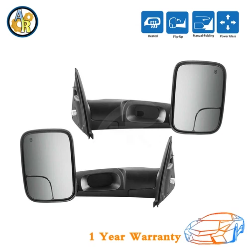 ★Pair Power Heated Flip Up Towing Mirrors For 2002-2009 Dodge Ram 5.7L 6.7L