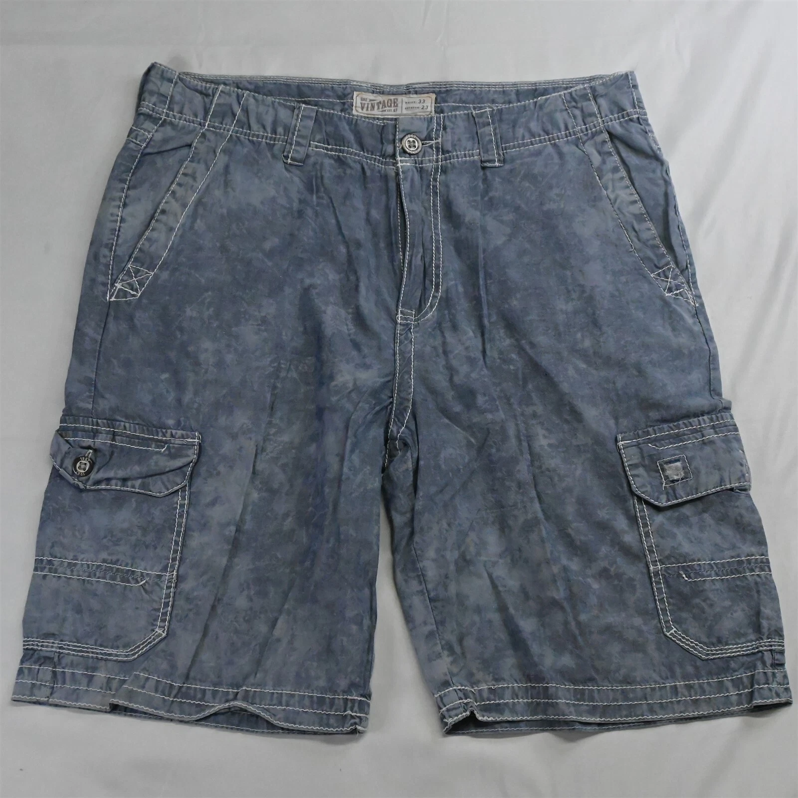 Buckle Vintage 33 x 23" Blue Dye Athletic Fit Cargo Shorts