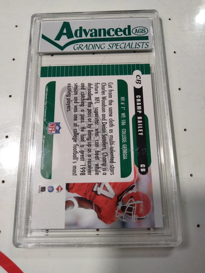 1999 CHAMP BAILEY Collectors Edge Supreme Draft Rookie RC AGS GEM ESTADO PERFEITO 10!🏈 - Imagem 2 de 4