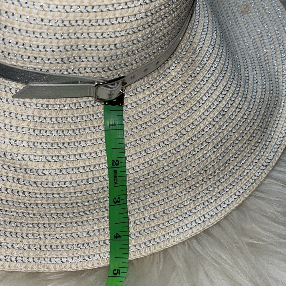 August Hats company straw Hat with silver metallic leather belt large summer‎ August hat company straw hat with silver belt large | eBay main image 2