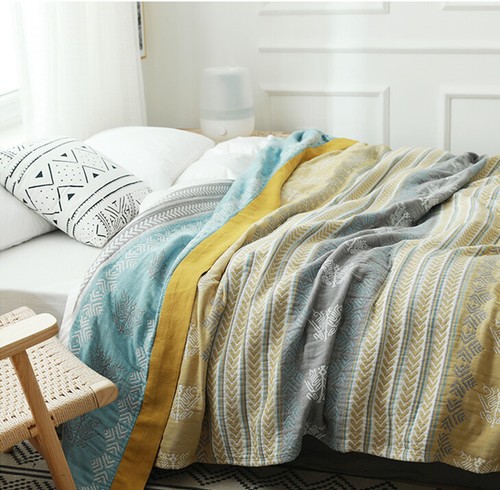 Pure Cotton Blanket 6 Layers Gauze Blanket Thin For Summer Machine Washable New - Picture 8 of 14