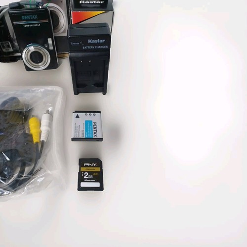 PENTAX Optio S12 Camera Black Case Box New Charger & 2gb SD Battery Manual Works - Picture 6 of 19