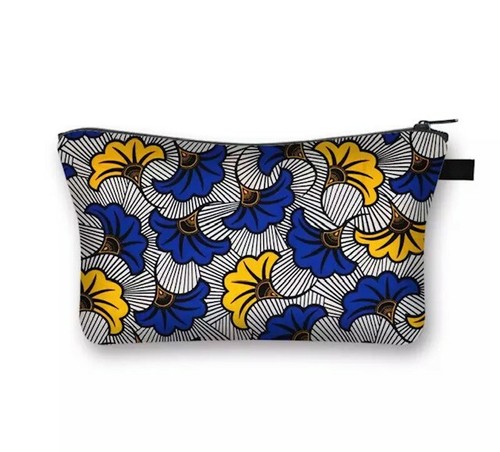 African Print Cosmetic Makeup Travel Tote Canvas Case Storage Zip Bag - Picture 18 of 22