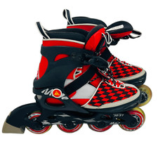 K2 Moto Jr. Red Black Inline Roller Skates Adjustable Size Youth Boys 1-5