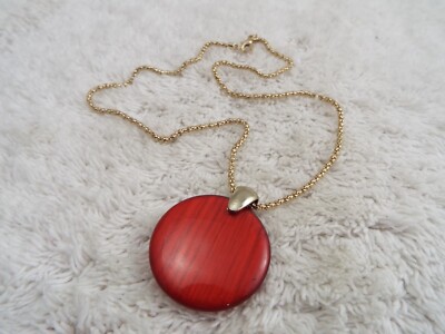 Goldtone Orange Acrylic Pendant Necklace