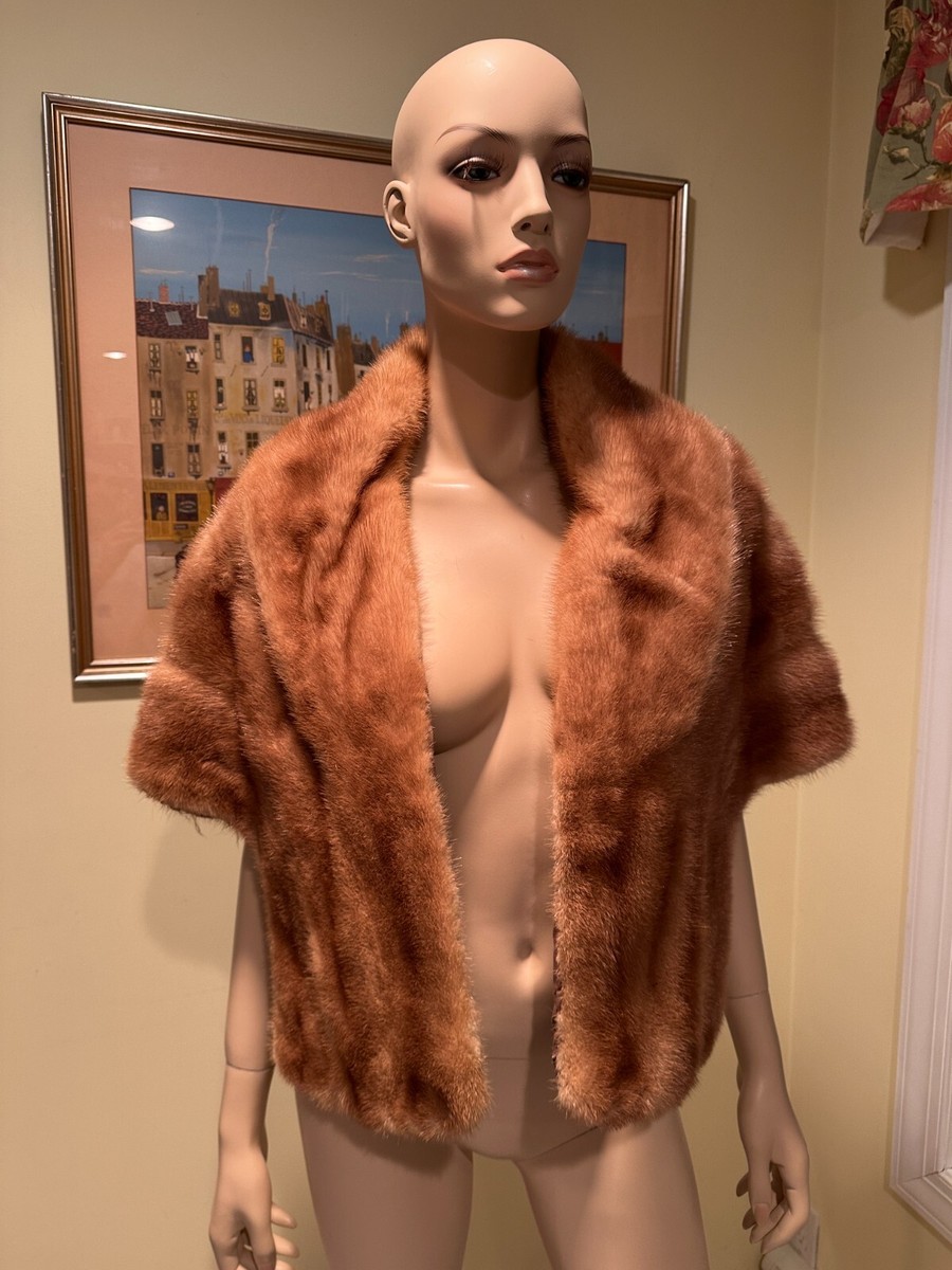 Honey Blonde Mink Real FUR STOLE EVENING WRAP SHOULDER Shawl SHRUG