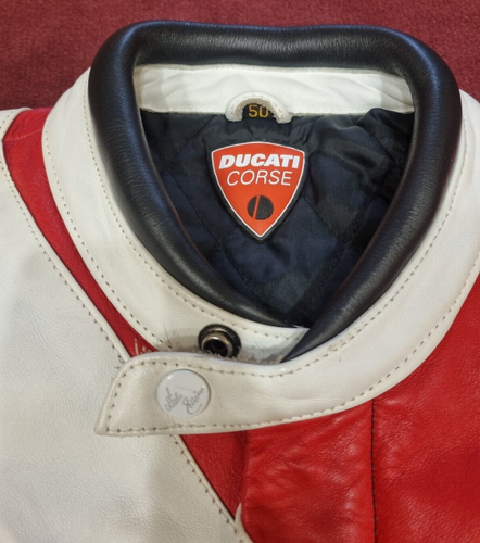 Ducati Corse Lederjacke Rot Schwarz Motorrad Jacke Gr. 50 - Picture 2 of 6