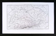 1859 Dufour Map Danube Valley Austria Germany Bohemia