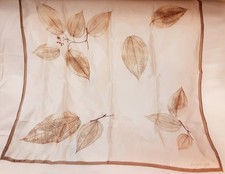ANNE KLEIN LEAVES PRINT SILK SCARF 21" SQ VERY NICE